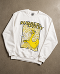 White Doodledukky 2 crew sweatshirt with duck and flower front graphic