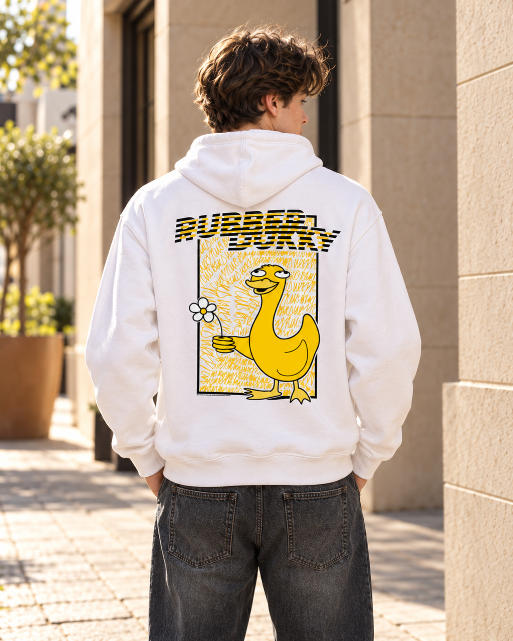 Sudadera con capucha doodledukky n.º 2 - blanco