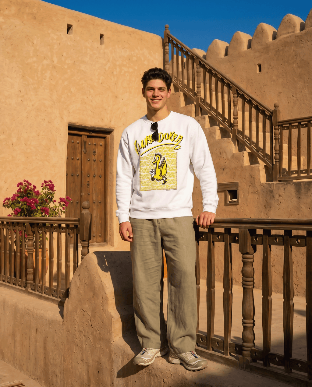 doodledukky #1 crew sweatshirt - white