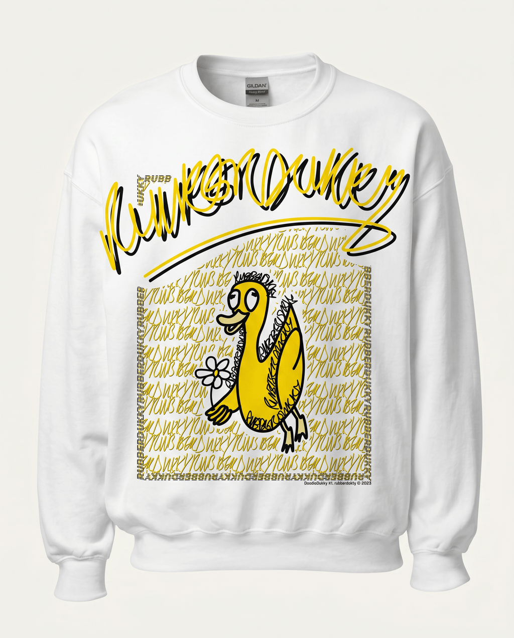 doodledukky #1 crew sweatshirt - white