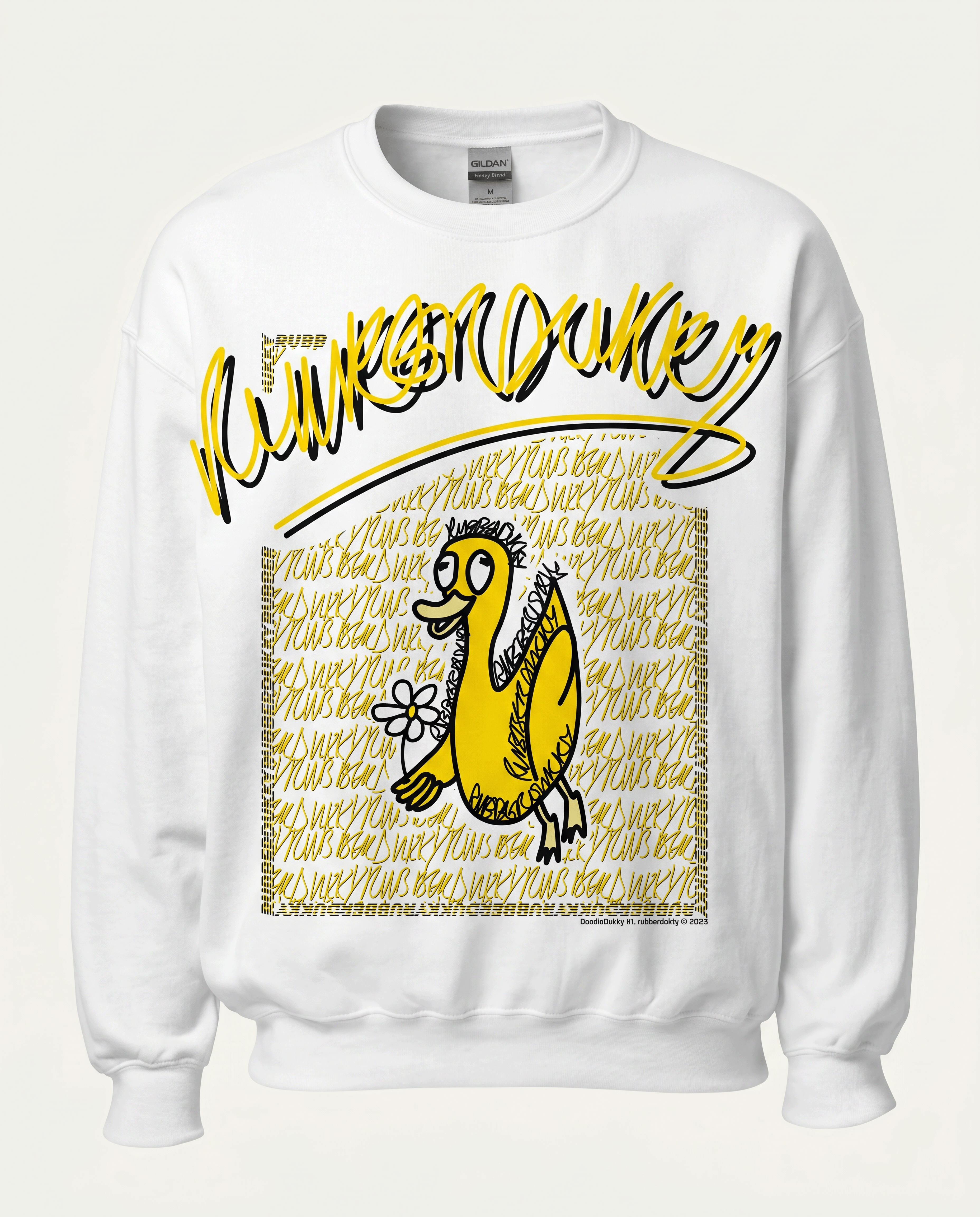 doodledukky #1 crew sweatshirt - white