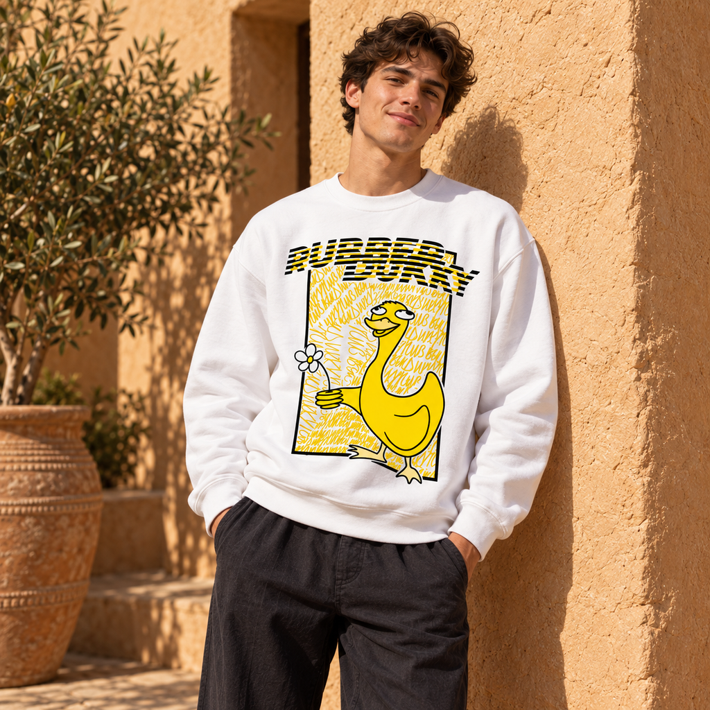 doodledukky #2 crew sweatshirt - white